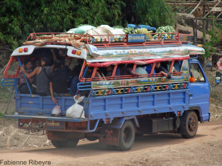 Bus transportant des bananes au Laos. Fabienne Ribeyre © Cirad